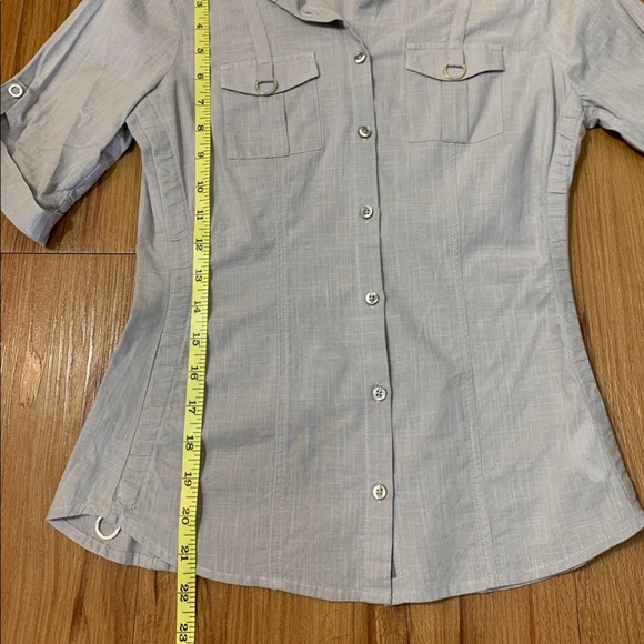 AX Armani Exchange Grey Button Front Cotton Blouse - Picture 10 of 11